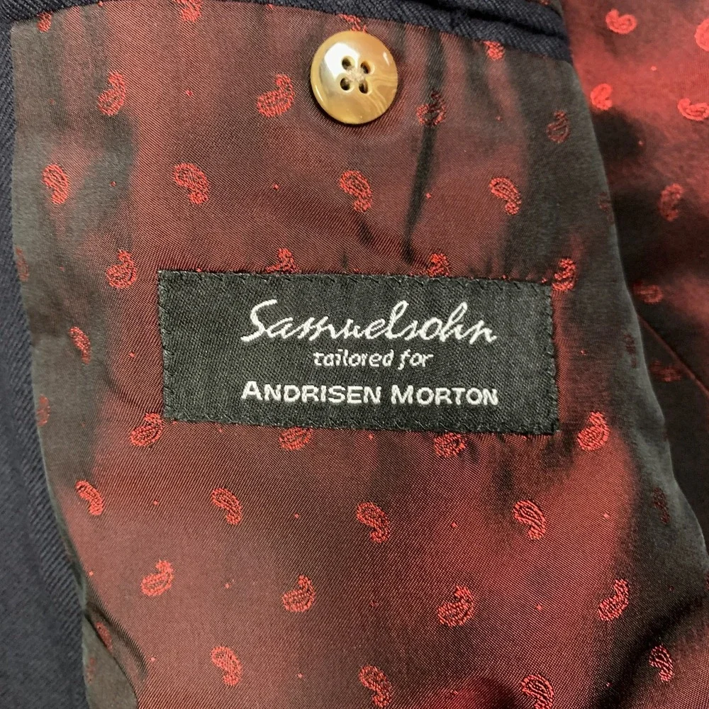 Samuelsohn Cashmere‎ SB Gable Blazer Men's 46R Navy Two Button Canada Tailored